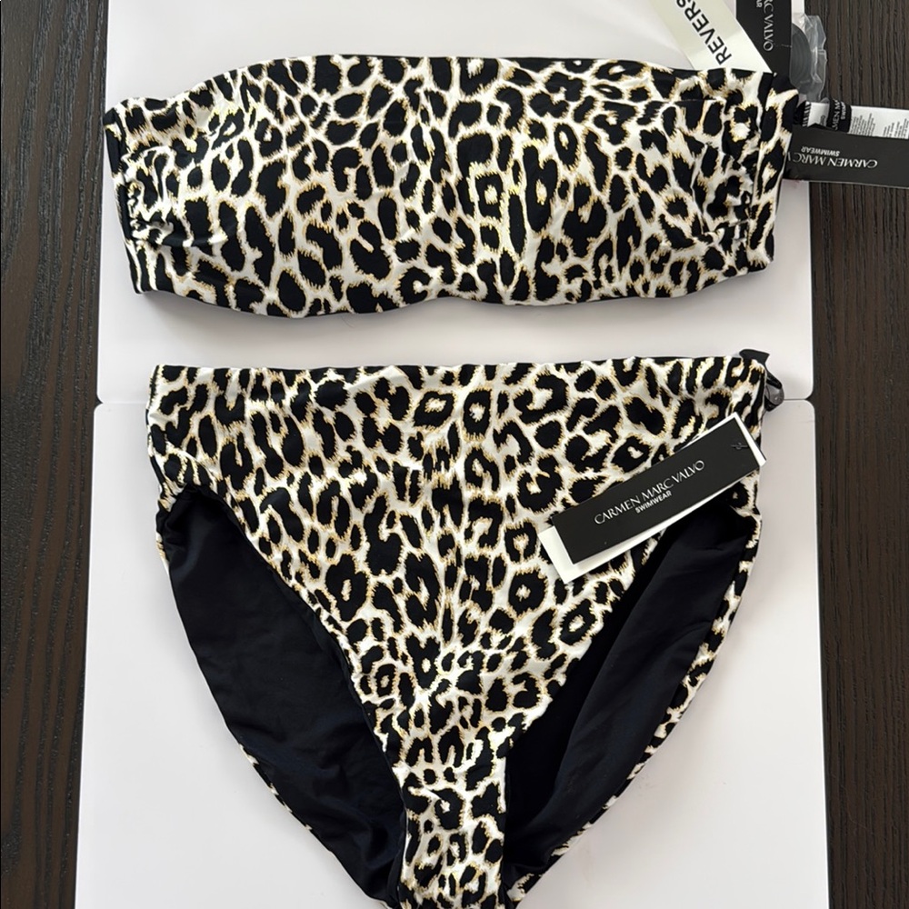 Carmen Marc Valvo high waisted bikini Leopard Print Bikini Set